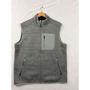 Ascend Mens Heathered Grey Full Zip Performance Fleece Vest Large NWT